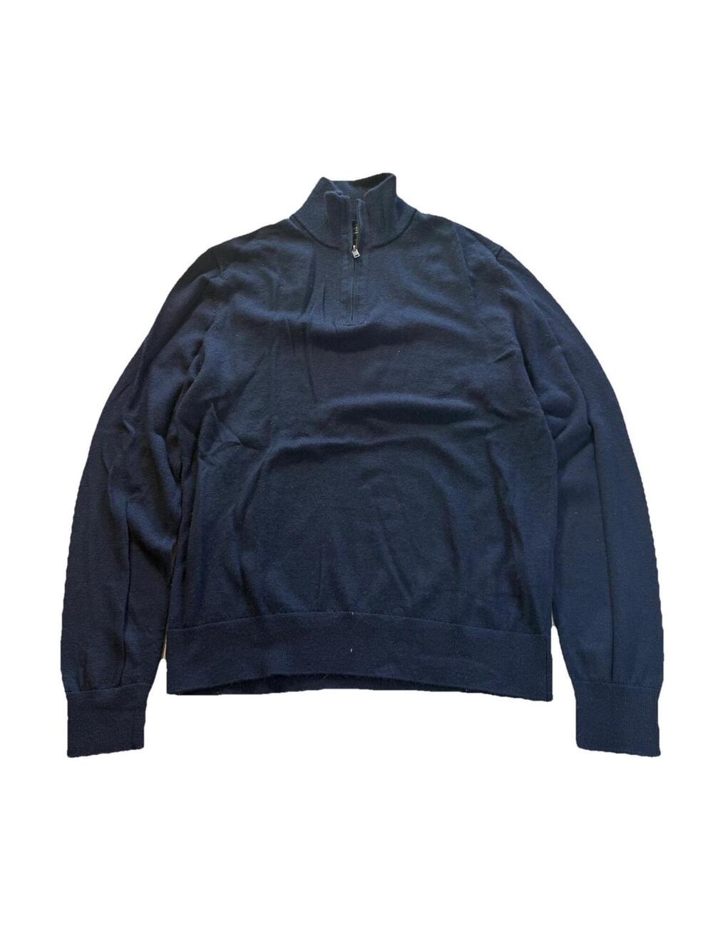 Banana Republic Merino Wool‎ 1/4 Zip Pullover Sweater Blue Preppy Mens Medium